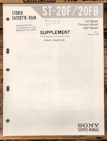 Sony ST-20F ST-20FB Tuner Supp. Service Manual *Original*