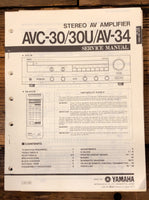 Yamaha AVC-30 AVC-30U AV-34   Service Manual *Original*