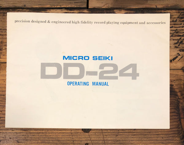 Micro Seiki DD-24 Record Player / Turntable Owners / User Manual *Original*