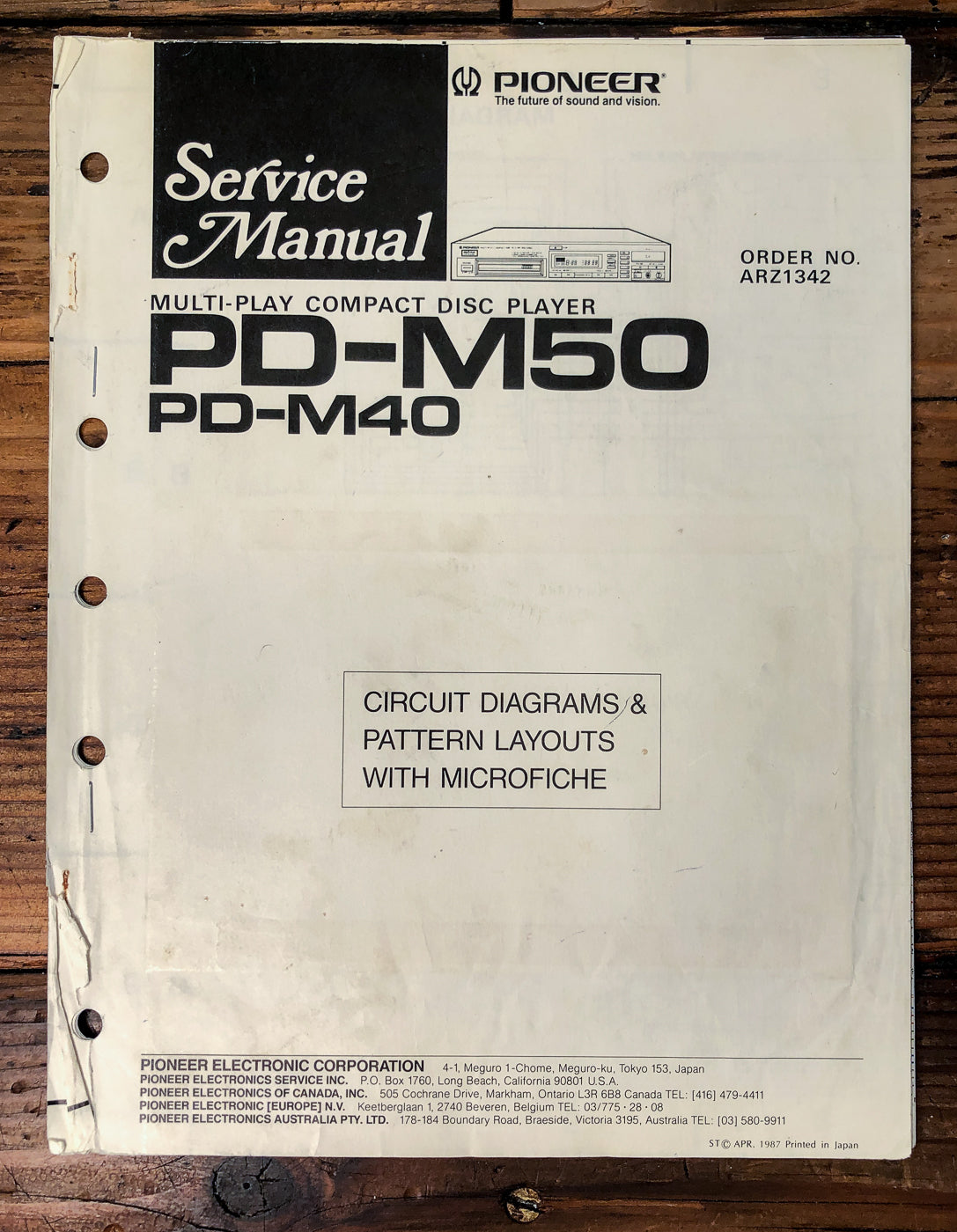Pioneer PD-M50 PD-M40 CD Changer Service Manual #2 *Original*