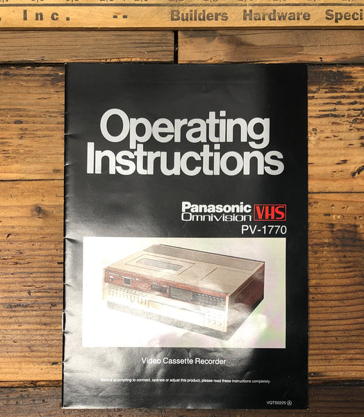 Panasonic PV-1770 VCR  Owner / User Manual *Original*