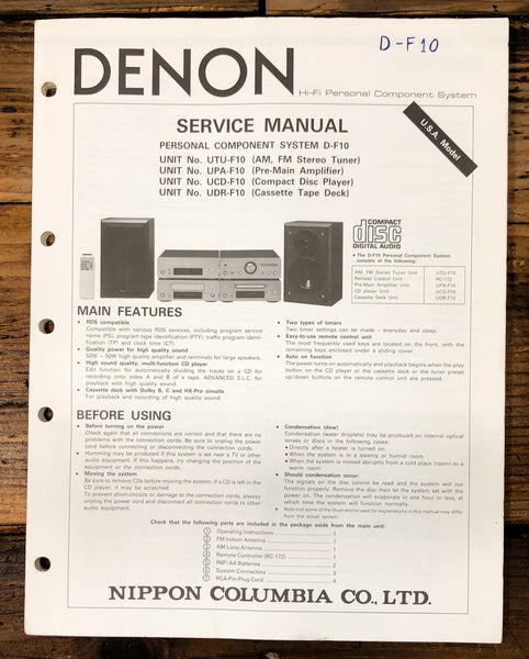 Denon D-F10 UPA-F10 UDR-F10 Stereo  Service Manual *Original*