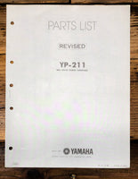 Yamaha YP-211 Turntable Parts List Revised Service Manual *Original*