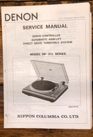 Denon DP-31L DP-31 L Record Player / Turntable  Service Manual *Original*