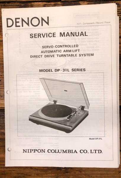 Denon DP-31L DP-31 L Record Player / Turntable  Service Manual *Original*