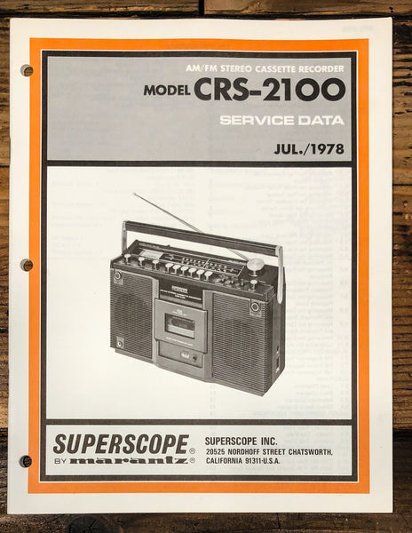 Superscope CRS-2100 Stereo Service Manual *Original*