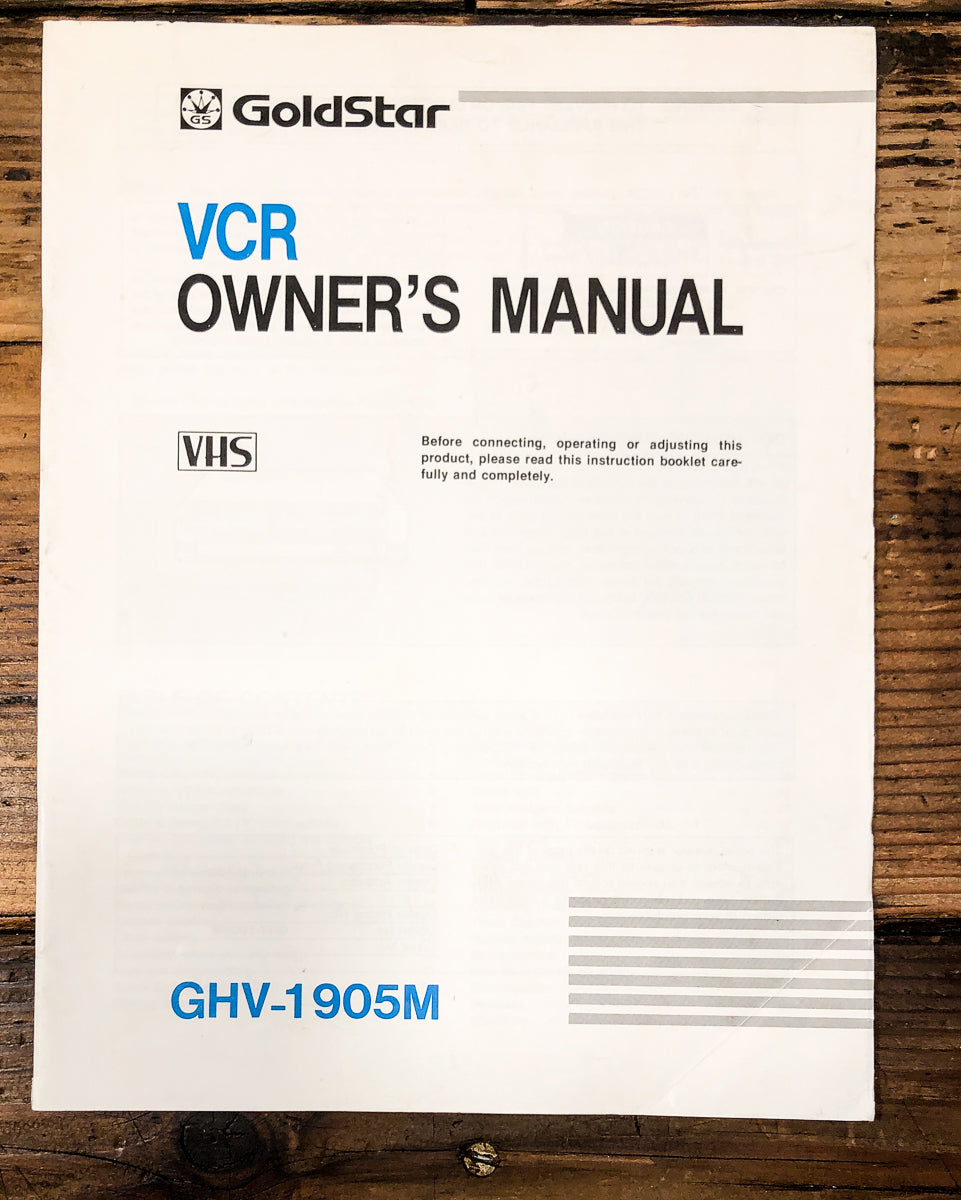 Goldstar GHV-1905M VCR Owners / User Manual *Original*