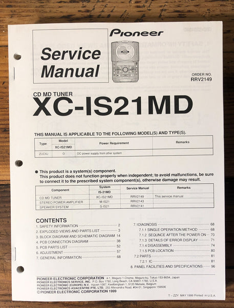 Pioneer XR-IS21MD Stereo  Service Manual *Original*