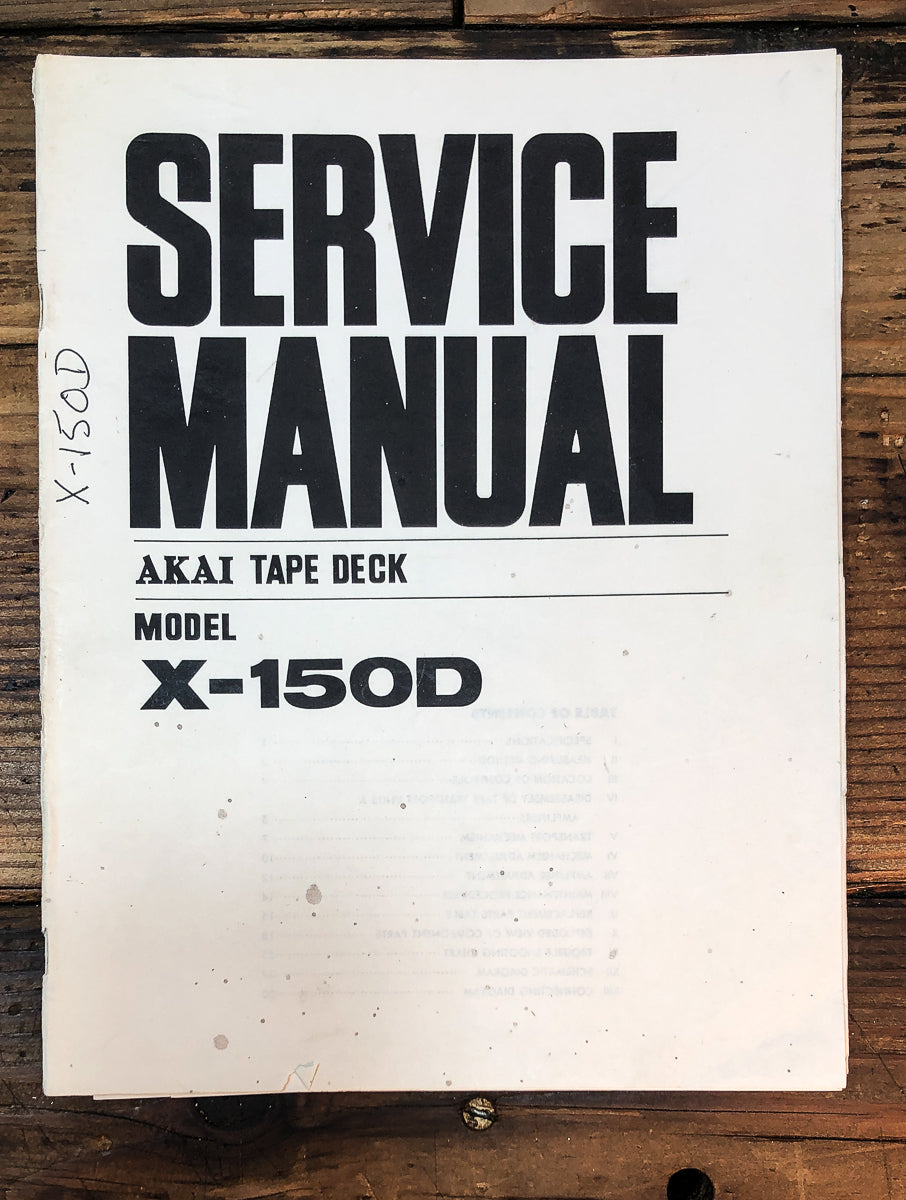 Akai Model X-150D  Service Manual *Original*