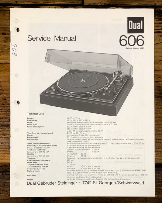 Dual Model 606  Service Manual *Original*