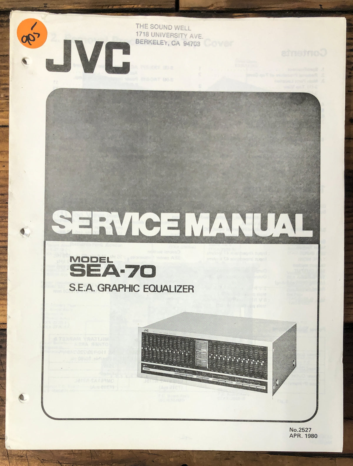 JVC SEA-70 Equalizer Service Manual *Original*
