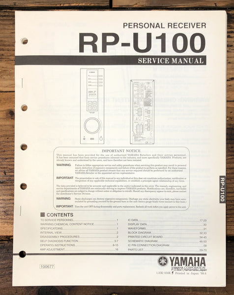 Yamaha RP-U100 Personal Receiver  Service Manual *Original*