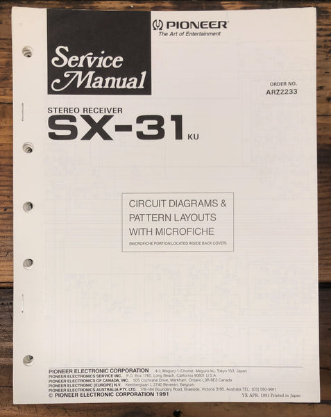 Pioneer SX-31 Receiver  Service Manual *Original*