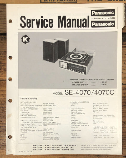 Panasonic SE-4070 SE-4070C Stereo Service Manual *Original*