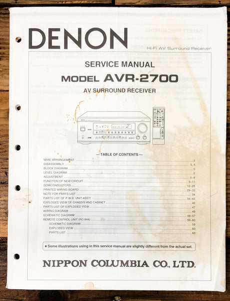 Denon AVR-2700 Receiver  Service Manual *Original* #1