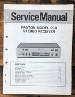 Proton Model 930 Receiver  Service Manual *Original*