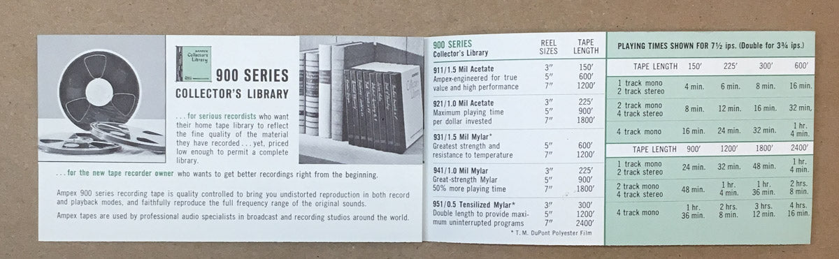 Ampex 911 921 931 941 951 Recording Tape 4 pg foldout Dealer Brochure *Orig*