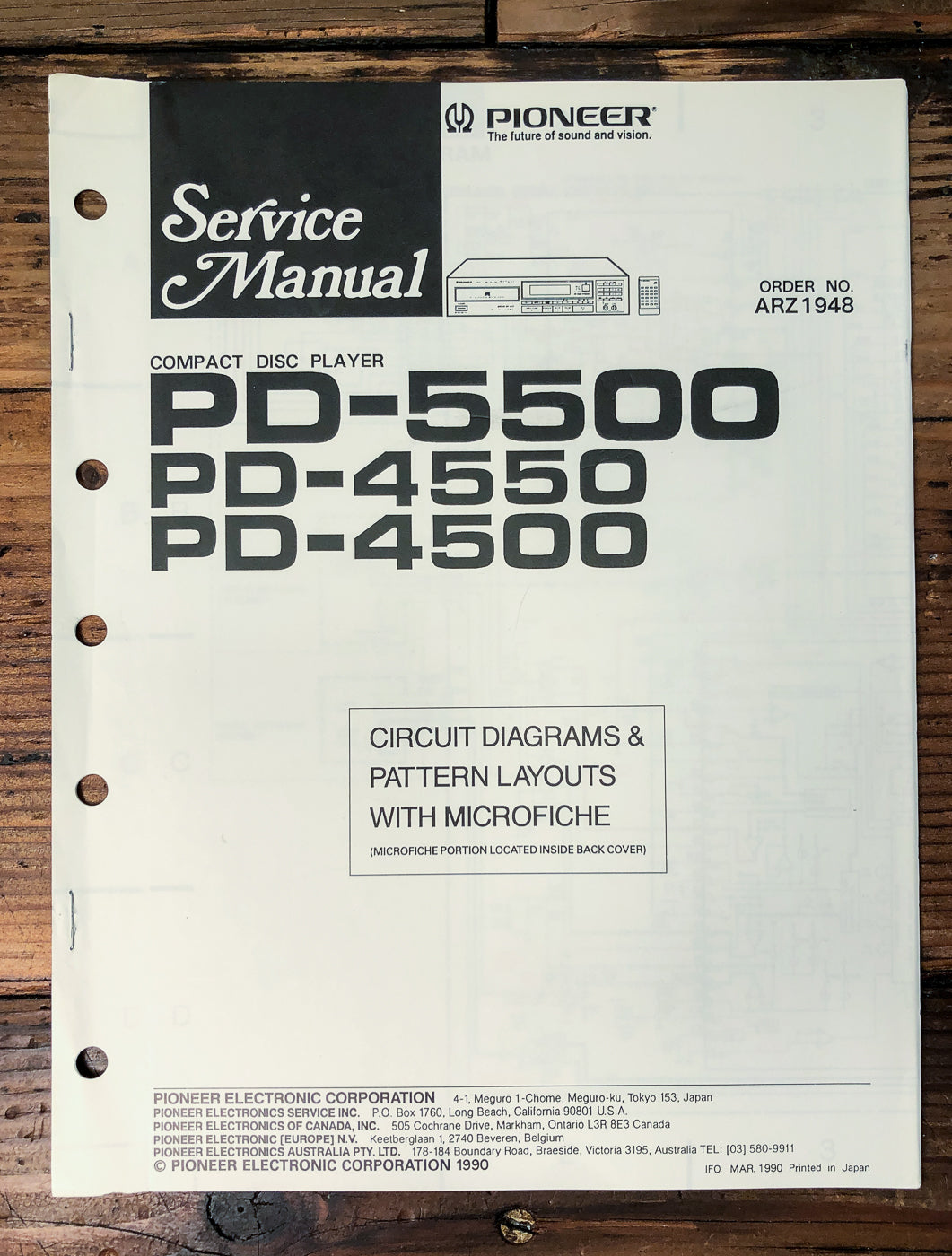 Pioneer PD-5500 PD-4550 PD-4500 CD Player Service Manual *Original*