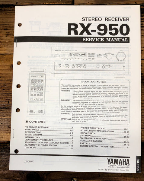 Yamaha RX-950 Receiver  Service Manual *Original*