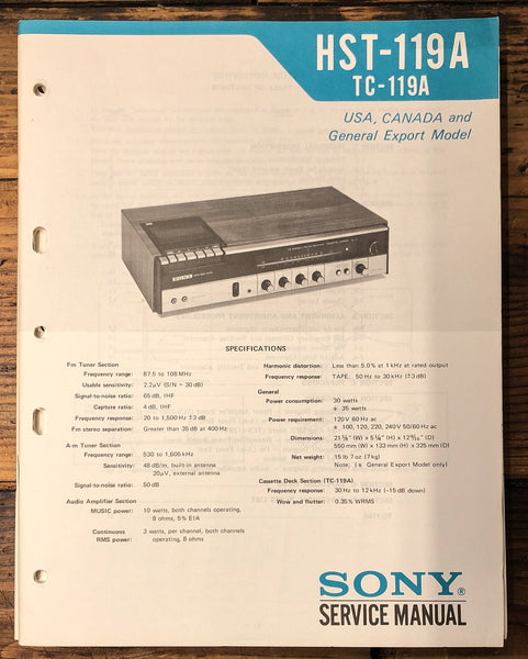 Sony HST-119A TC-119A Radio  Service Manual *Original*
