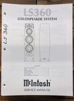 McIntosh LS360 LS-360 Speaker  Service Manual *Original*