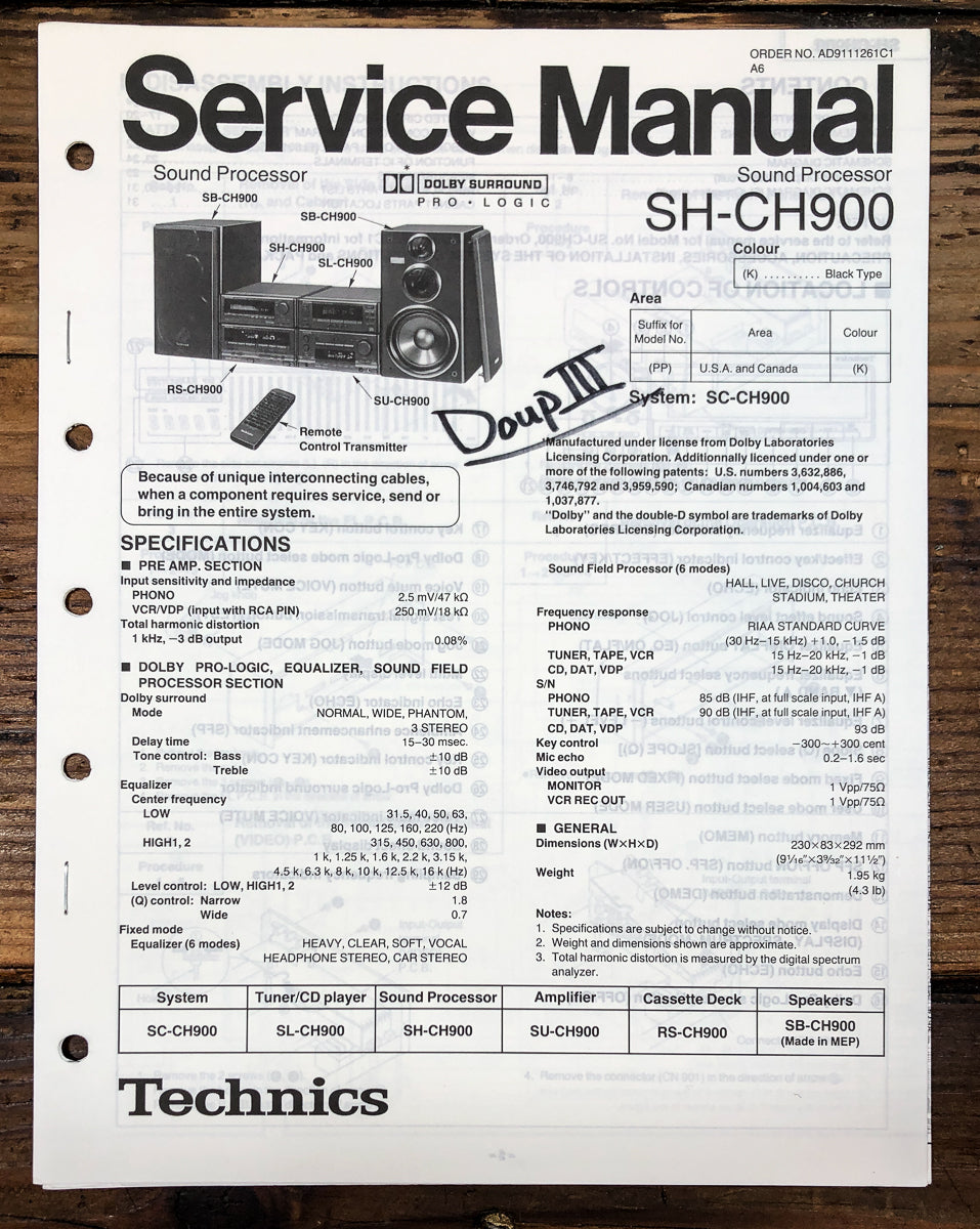 Technics SH-CH900 Sound Processor Service Manual *Original*