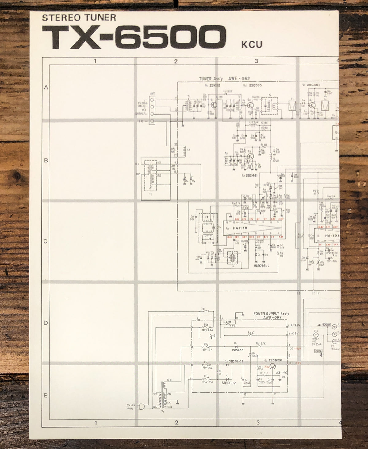 Pioneer TX-6500 KCU Tuner Large Fold Out Schematic *Original*