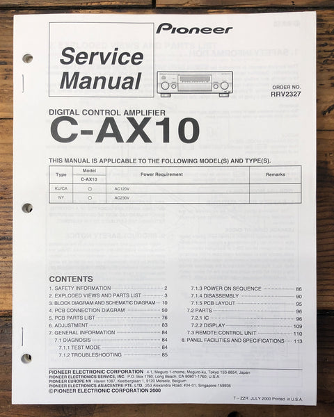 Pioneer C-AX10 Control Amplifier  Service Manual *Original*