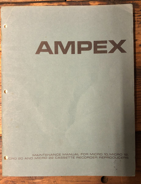 Ampex Micro 10 Micro 12 Cassette  Service Manual *Original*