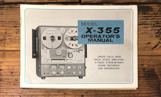 Akai X-355 Reel to Reel Owners / User Manual *Original*