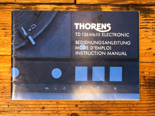 Thorens TD-126 MKIII TD126 MK3 Turntable Owners / User Manual *Original*