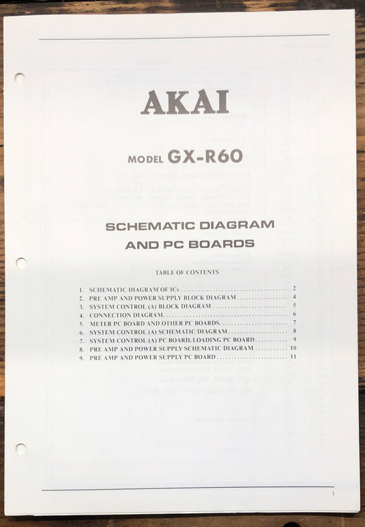 Akai GX-R60 Cassette  Schematic Manual *Original*