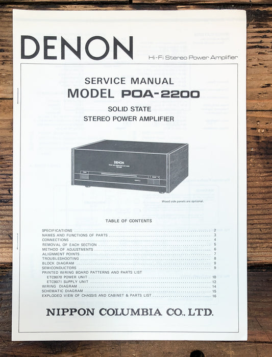 Denon POA-2200 Amplifier Service Manual *Original*