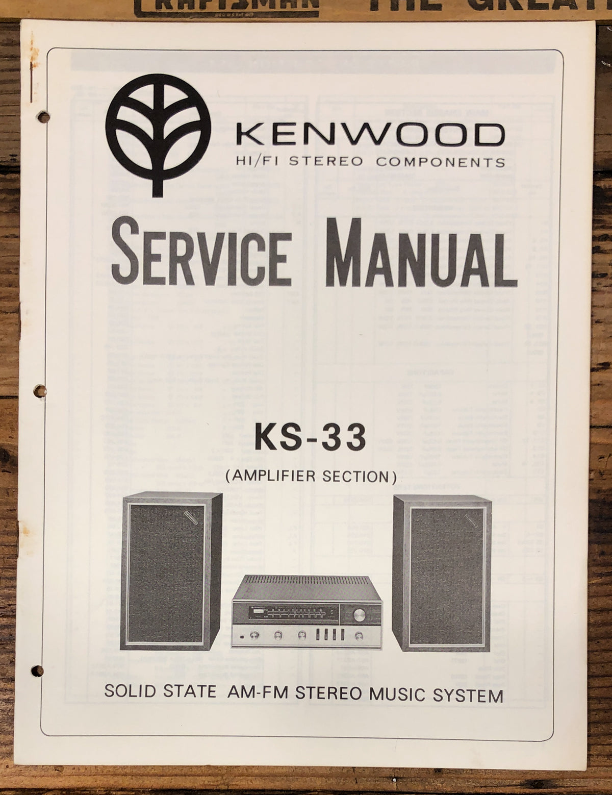 Kenwood KS-33 Stereo  Service Manual *Original*