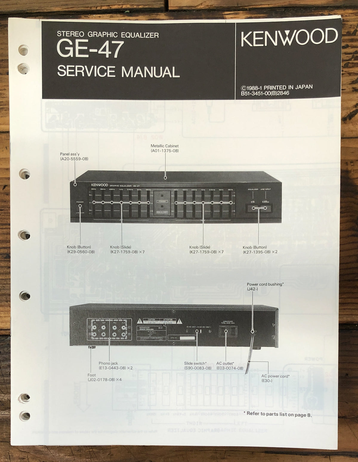Kenwood GE-47 Graphic Equalizer  Service Manual *Original*
