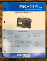 Pioneer RK-114 Radio Cassette Service Manual *Original*