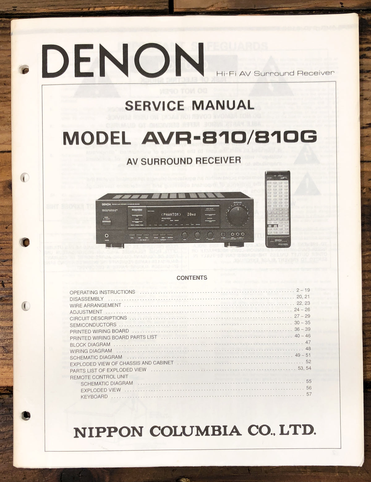 Denon AVR-810 AVR-810G Receiver  Service Manual *Original*