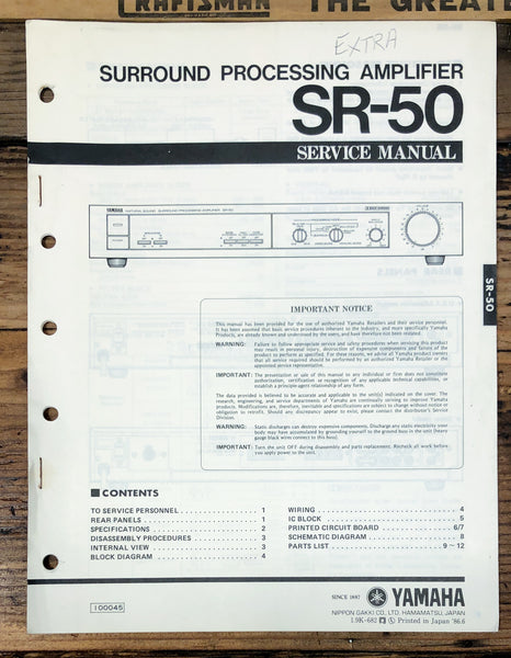 Yamaha SR-50 Surround Amplifier  Service Manual *Original*