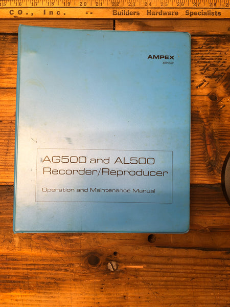 Ampex AG500 AL500 Recorder / Reproducer  Service Manual *Original*