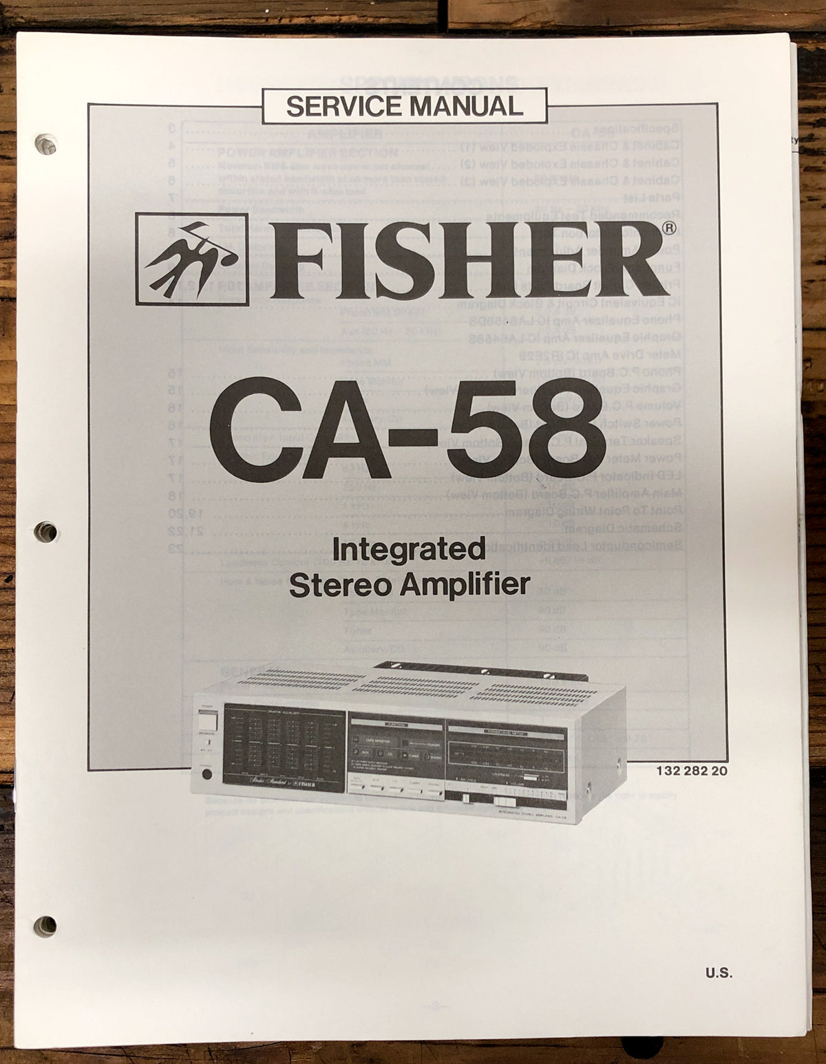 Fisher CA-58 Amplifier  Service Manual *Original*