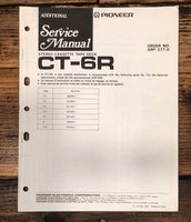 Pioneer CT-6R Cassette Additional Service Manual *Original*