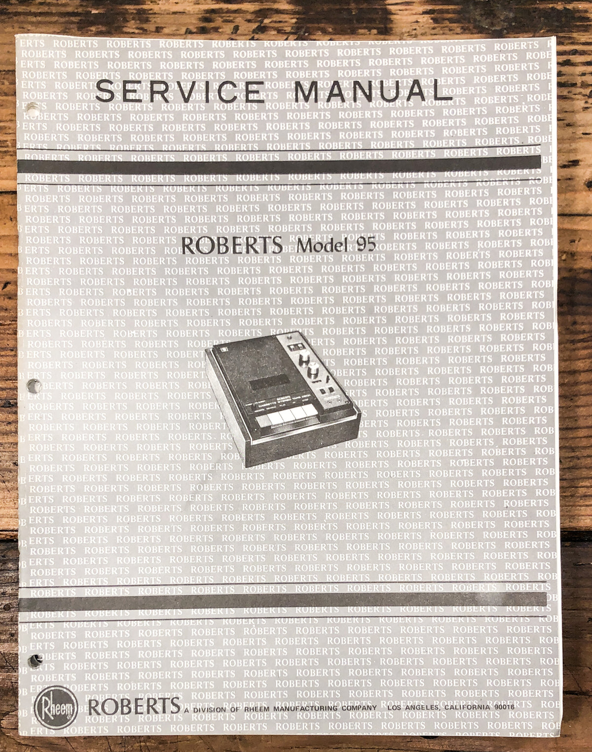 Roberts Model 95 Tape Recorder  Service Manual *Original*