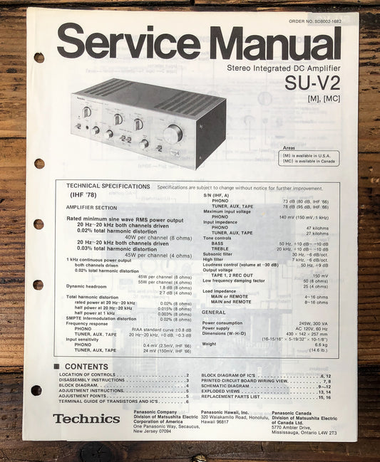 Technics SU-V2 Amplifier Service Manual *Original*