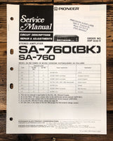 Pioneer SA-760 Amplifier Service Manual *Original*