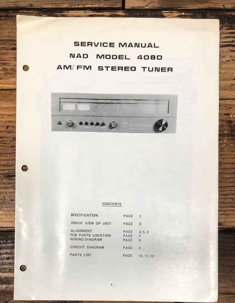 NAD Model 4080 Tuner Service Manual *Original*