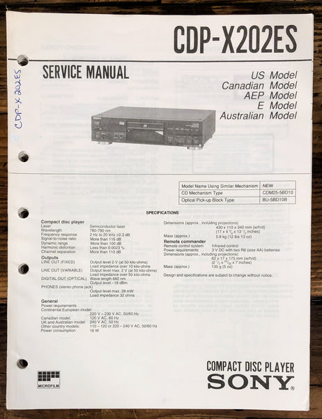 Sony CDP-X202ES CD Player  Service Manual *Original*