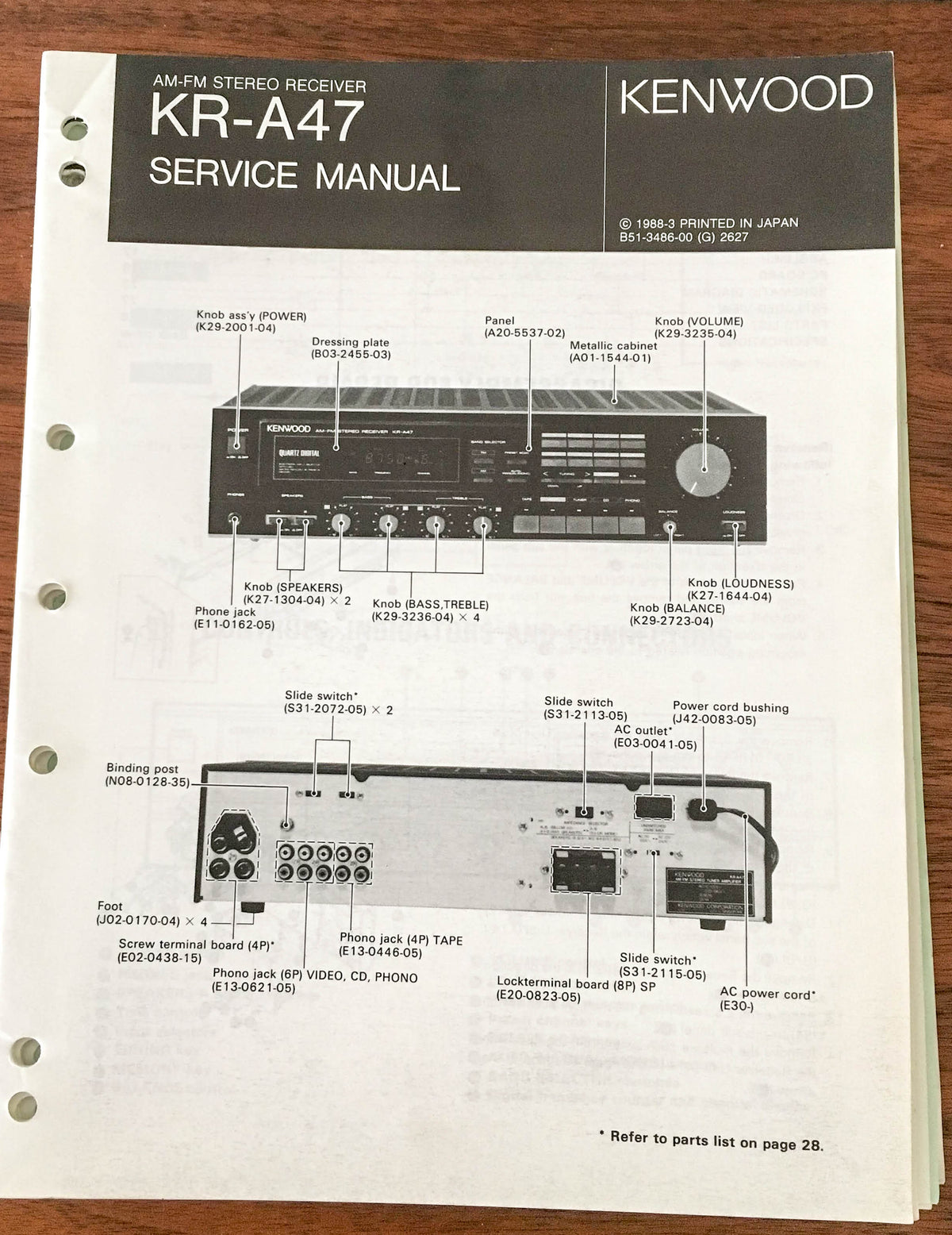 Kenwood KR-A47 Receiver Service Manual *Original*