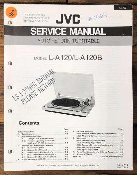 JVC L-A120 L-A120B Record Player / Turntable  Service Manual *Original*