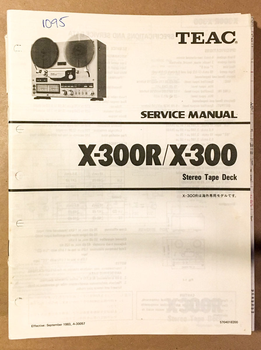 Teac X-300R X-300 Reel to Reel  Service Manual *Original*