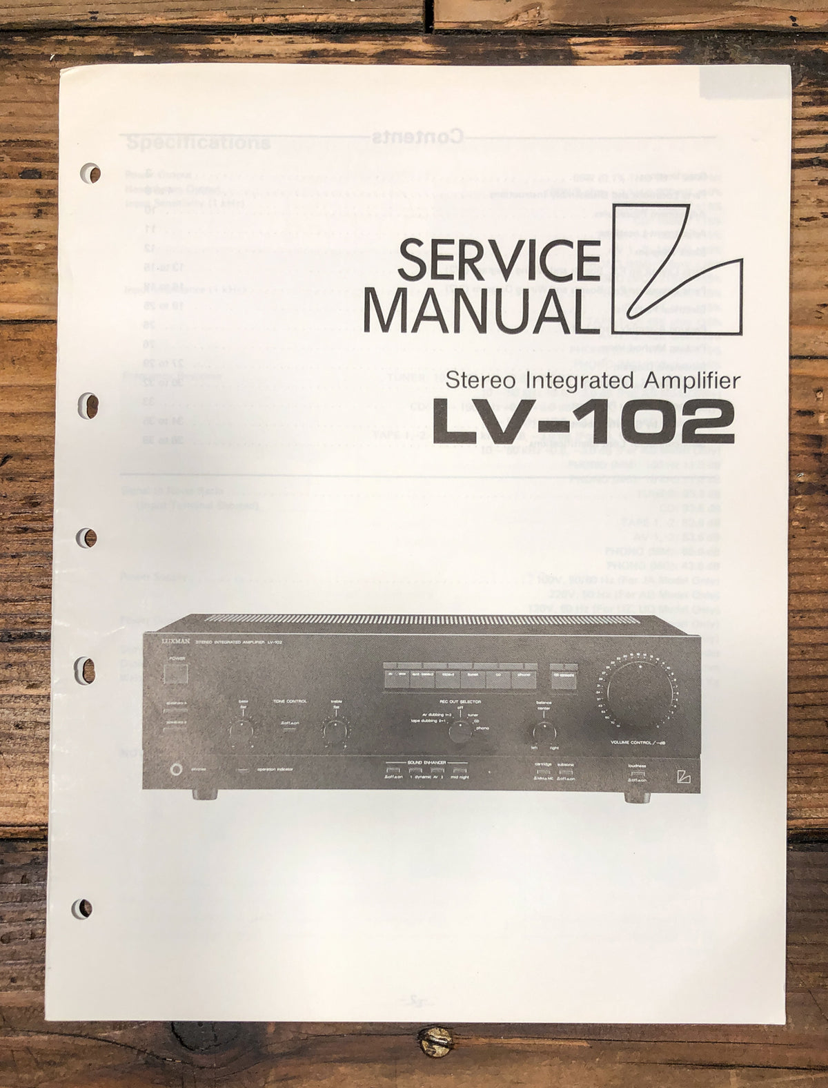 Luxman LV-102 Amplifier Service Manual *Original*